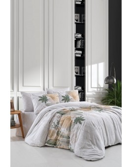 ETEHOMETEX Çift Kişilik Ranforce Pamuklu Lastikli Çarşaflı Nevresim Takımı ALENA YEŞİL 8696474232059